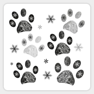 Paw prints with snowflakes Sticker